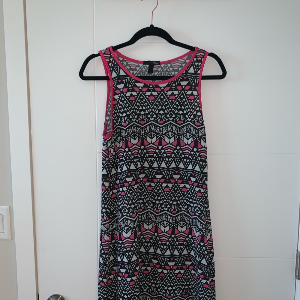 Aqua pink and black maxi dress